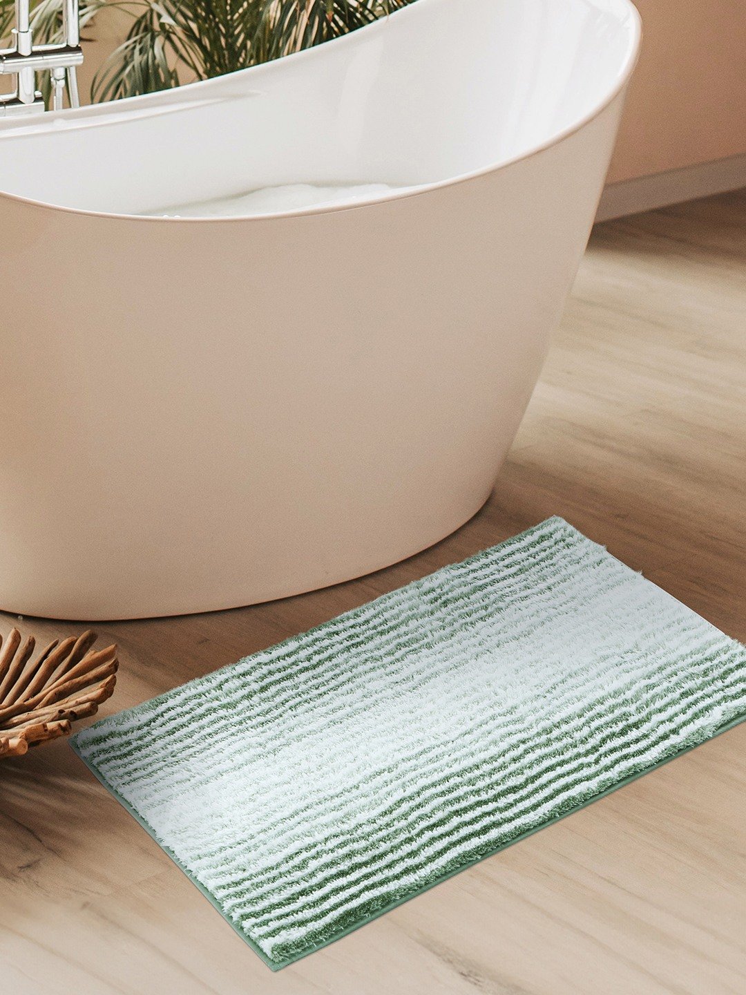 Plush (40x60cm) Green Anti-Slip Bath Mat with TPR Backing