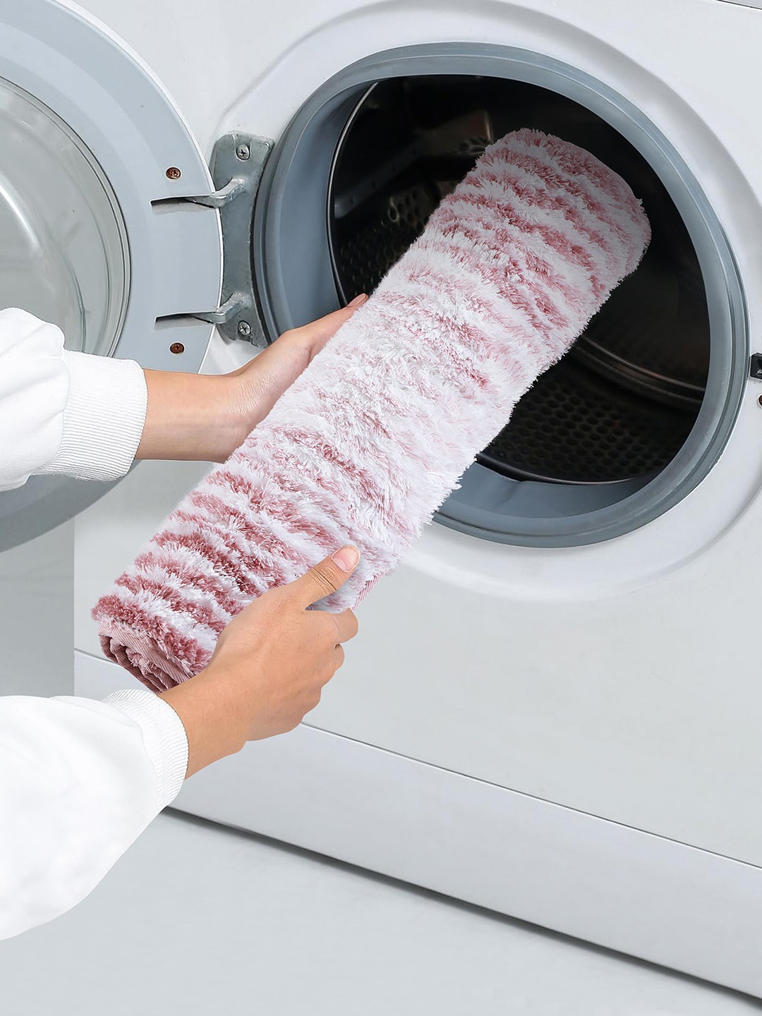 Plush (40x60cm) Pink Anti-Slip Bath Mat with TPR Backing