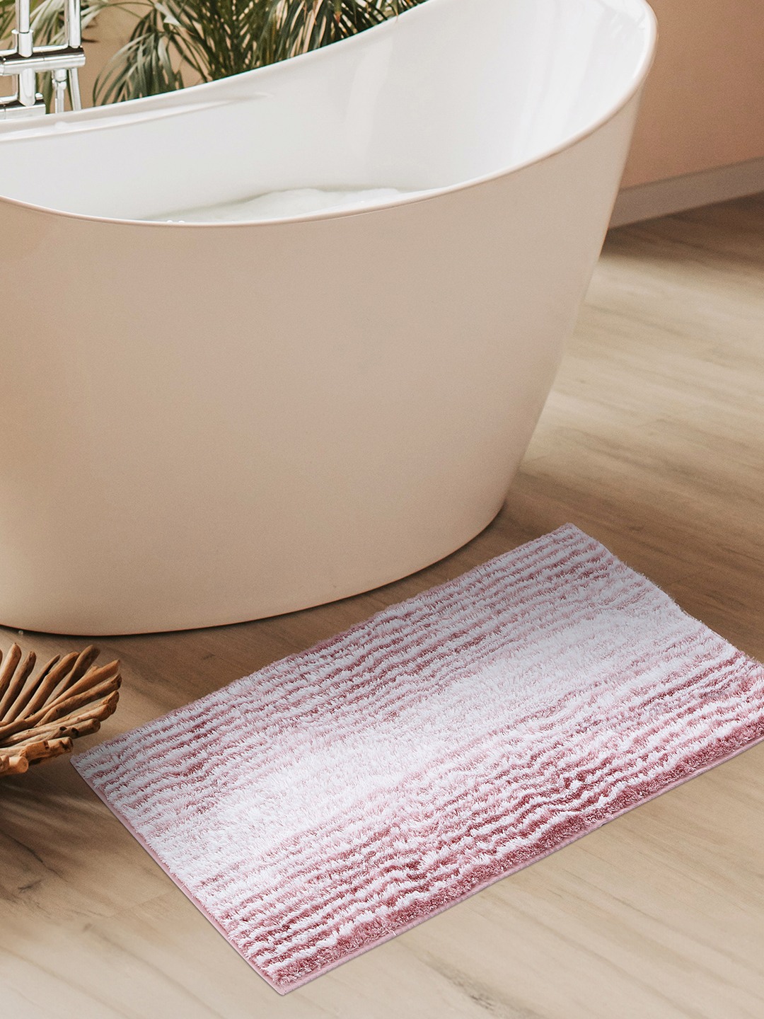 Plush (40x60cm) Pink Anti-Slip Bath Mat with TPR Backing