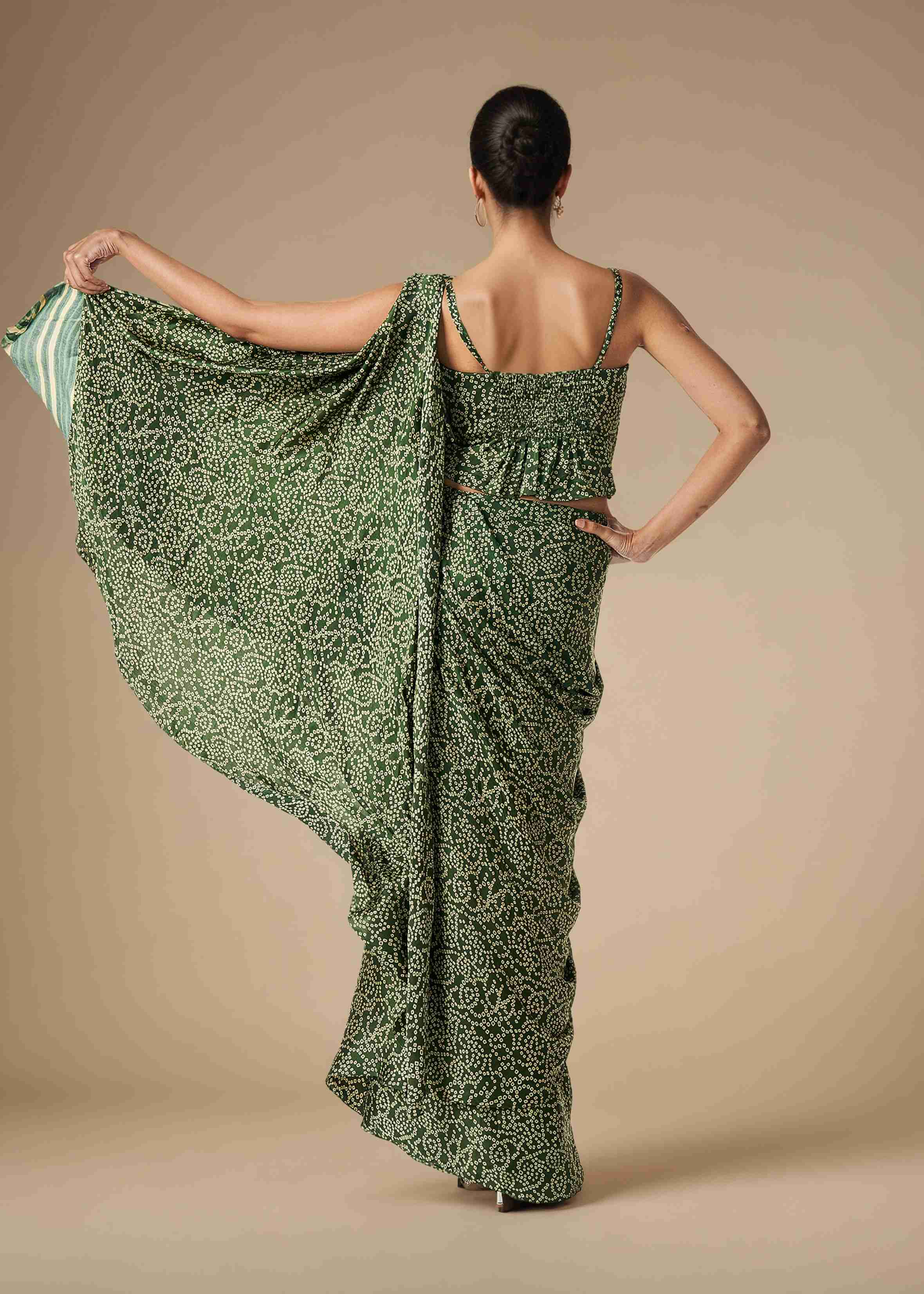 Olive Draped Saree