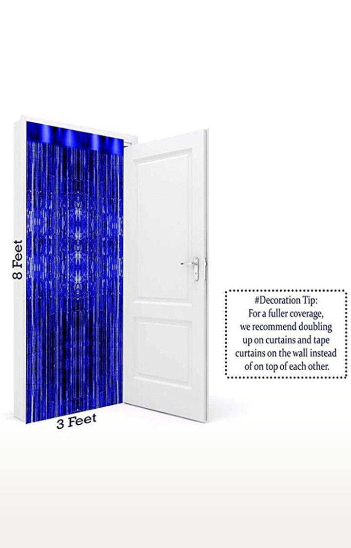 Blooms Mall | Blooms Mall Blue Metallic Foil Curtain Pack of 4  1