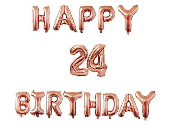 Blooms Mall | Blooms Mall 1 Pc Happy Birthday Foil Banner (Rose Gold ),24 No. Foil Number Rose gold  0