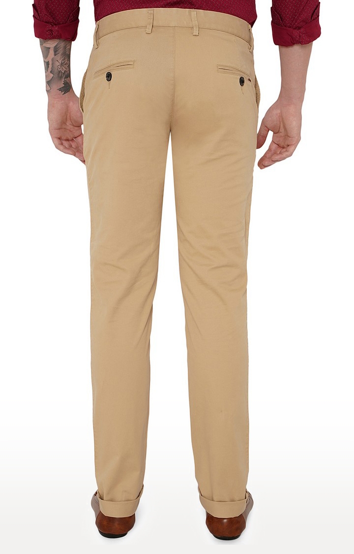 JadeBlue | JBCT251/5,LT.BEIGE Men's Beige Cotton Solid Trousers 2