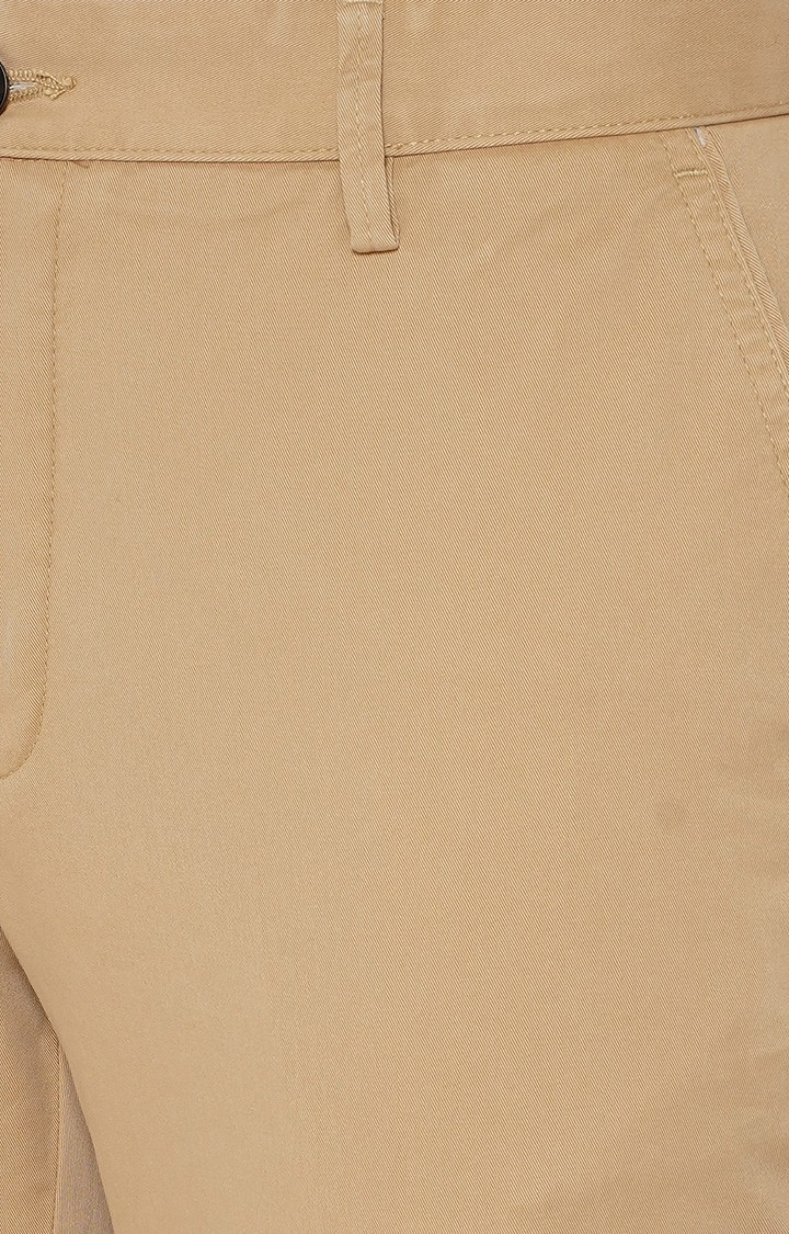JadeBlue | JBCT251/5,LT.BEIGE Men's Beige Cotton Solid Trousers 3