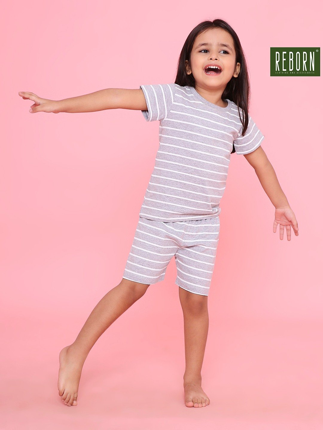 Girls- 2 piece printed cotton shorts & T-shirt lounge set