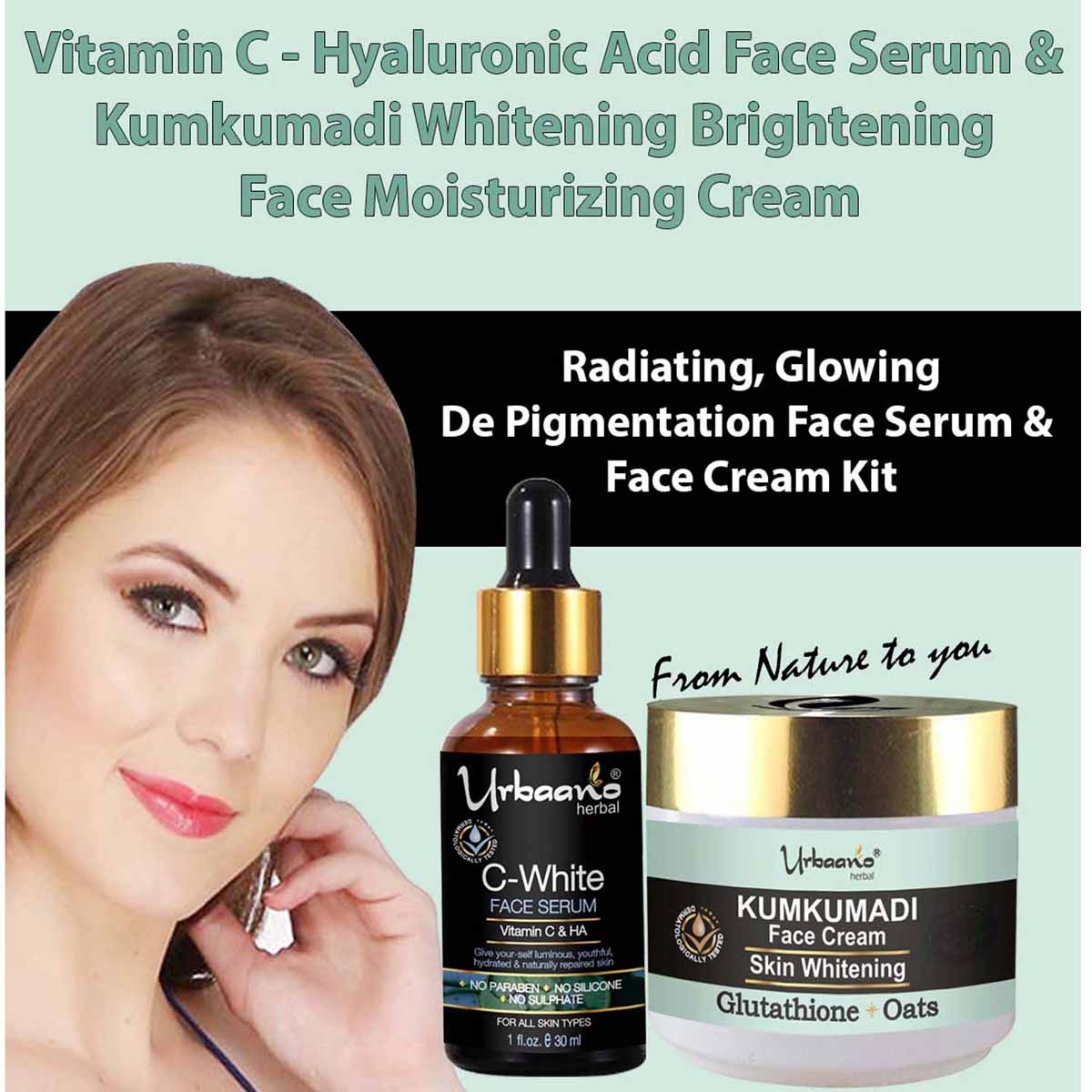 Urbaano Herbal | Urbaano Herbal Kumkumadi Skin Whitening & Brightening Cream & Vitamin C10, Hyaluronic Acid Face Serum 1