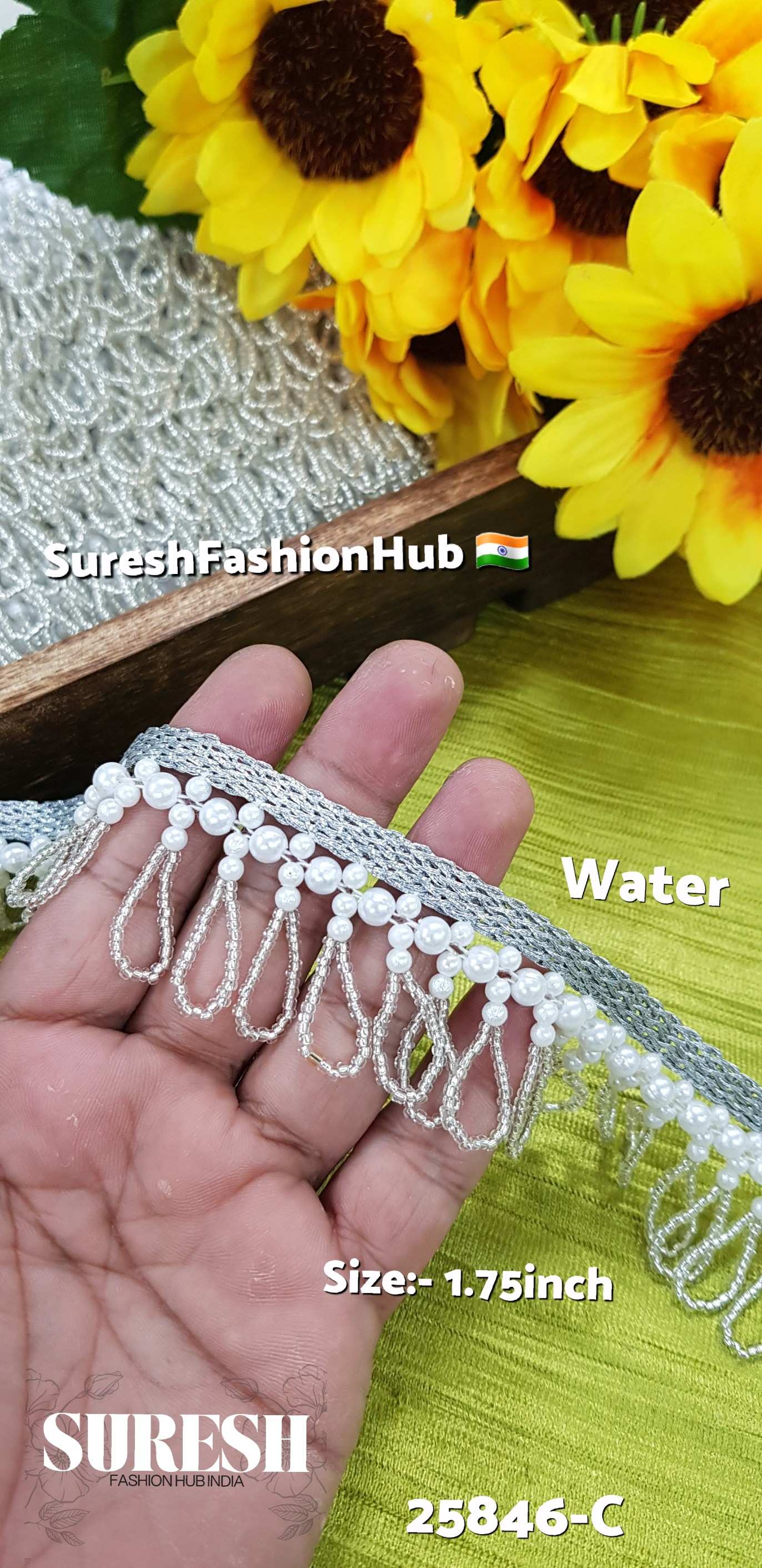Water Silver Dori Jhalar Lace