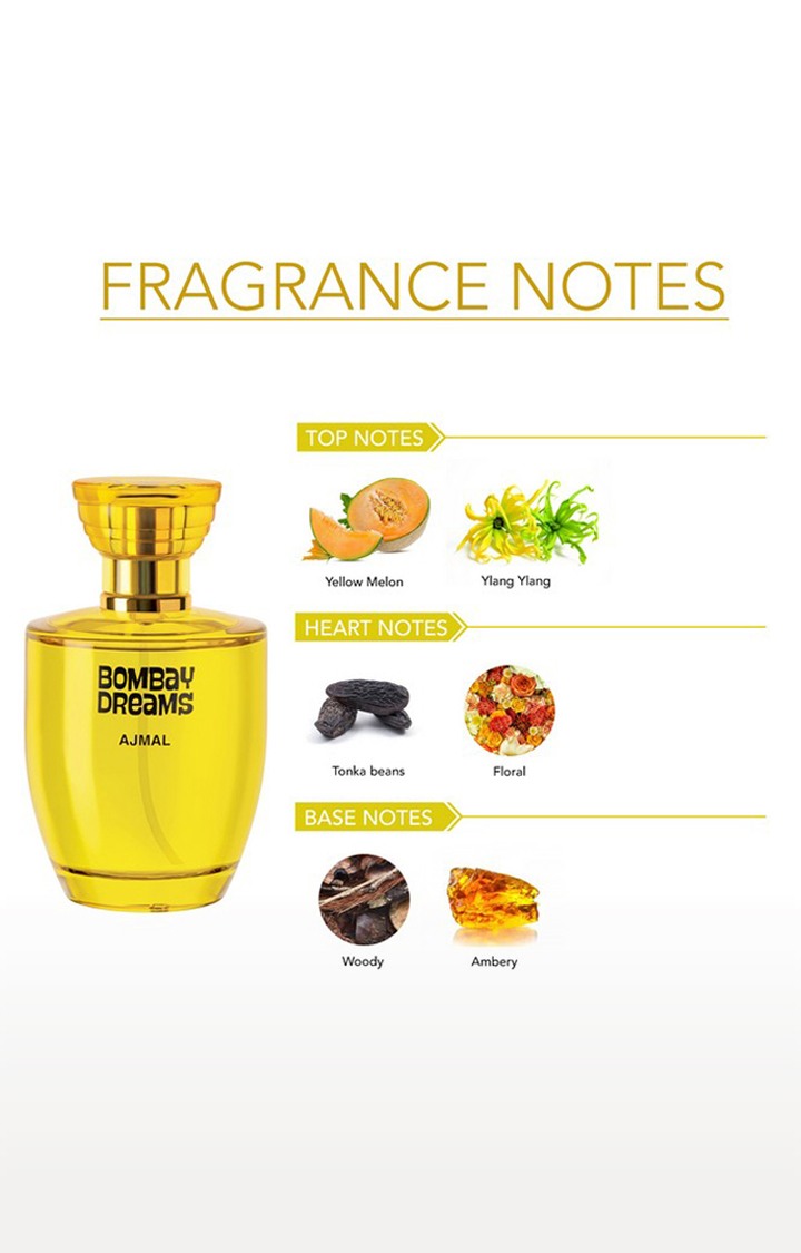 Ajmal Bombay Dreams EDP Fruity Perfume 100ml for Women and Silver Shade Homme Deodorant Fragrance 200ml for Men