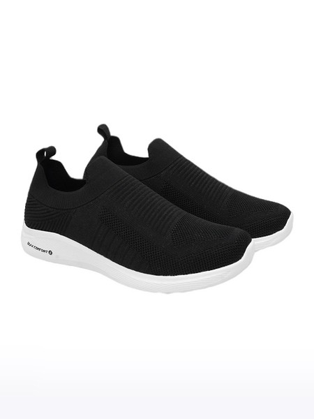 Men's  Black Slip On Round Toe Knit Casual Slip-ons