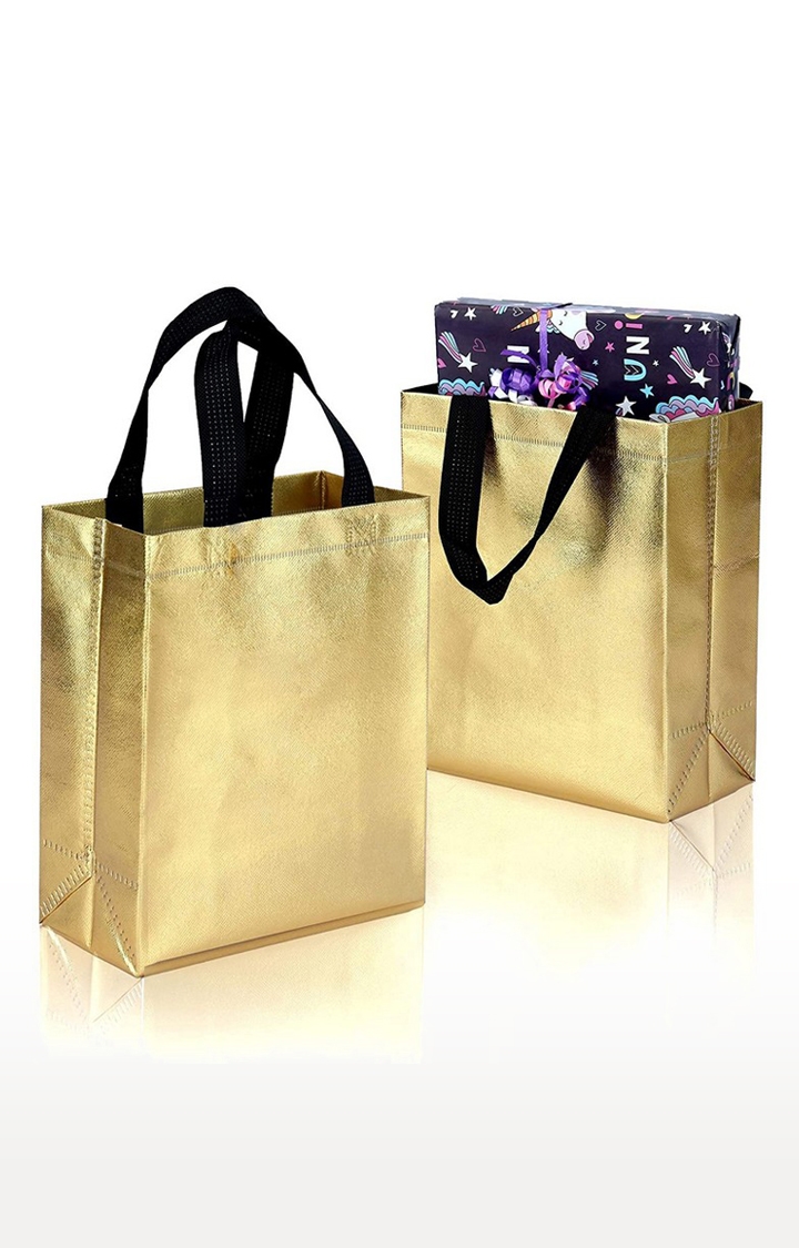 DOUBLE R BAGS | Double R Bags Reusable Small Size Grocery Bag Shopping Bag With Handle (Golden, Pack Of 8) 0