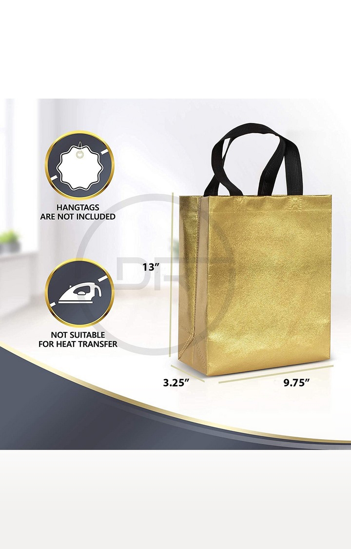 DOUBLE R BAGS | Double R Bags Reusable Small Size Grocery Bag Shopping Bag With Handle (Golden, Pack Of 8) 3