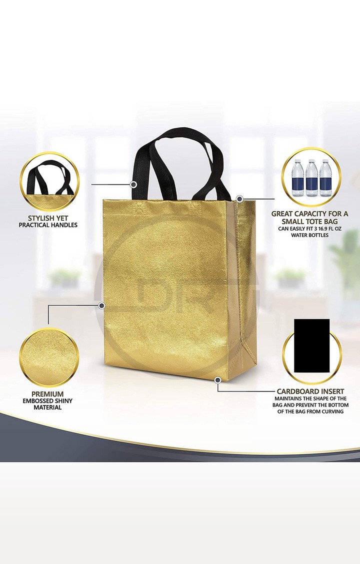 DOUBLE R BAGS | Double R Bags Reusable Small Size Grocery Bag Shopping Bag With Handle (Golden, Pack Of 8) 1