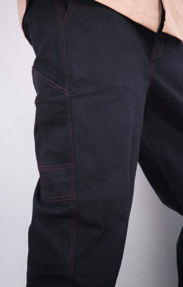 Men's Denim Clown Pants  Black Contrast