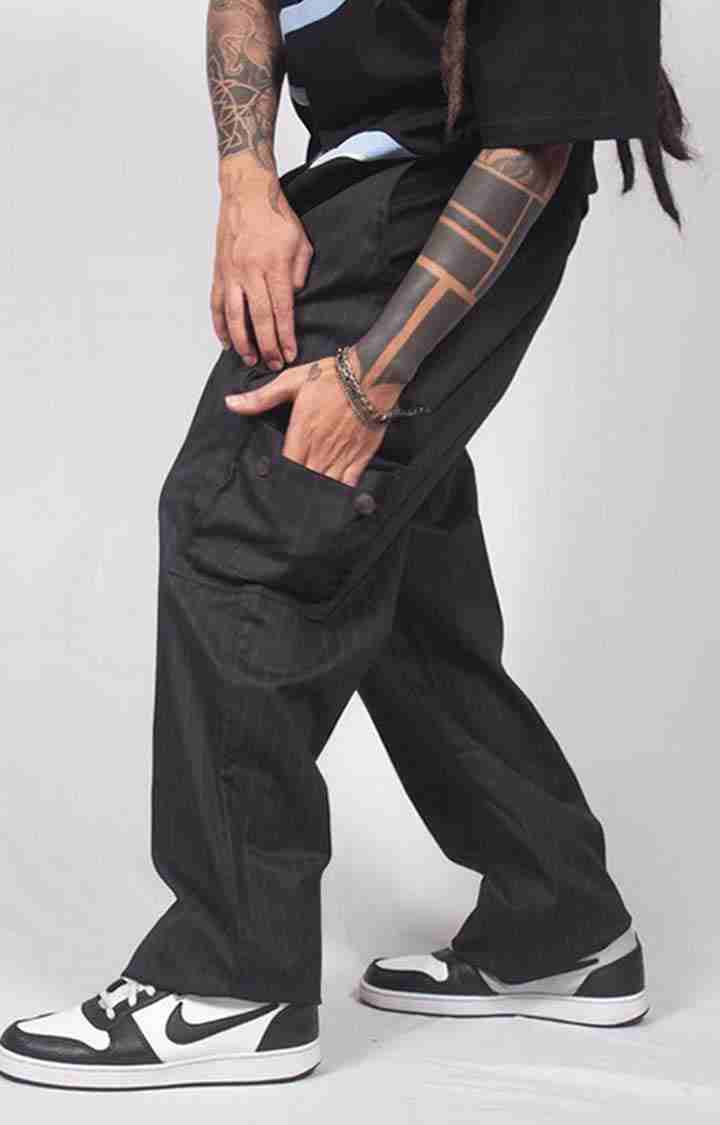 Men's Striped Clown Pants  Black