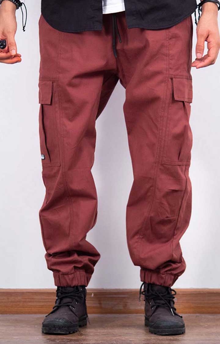 Men's Beige Cuffed Hem Cargo Trousers - CAMPUS SUTRA
