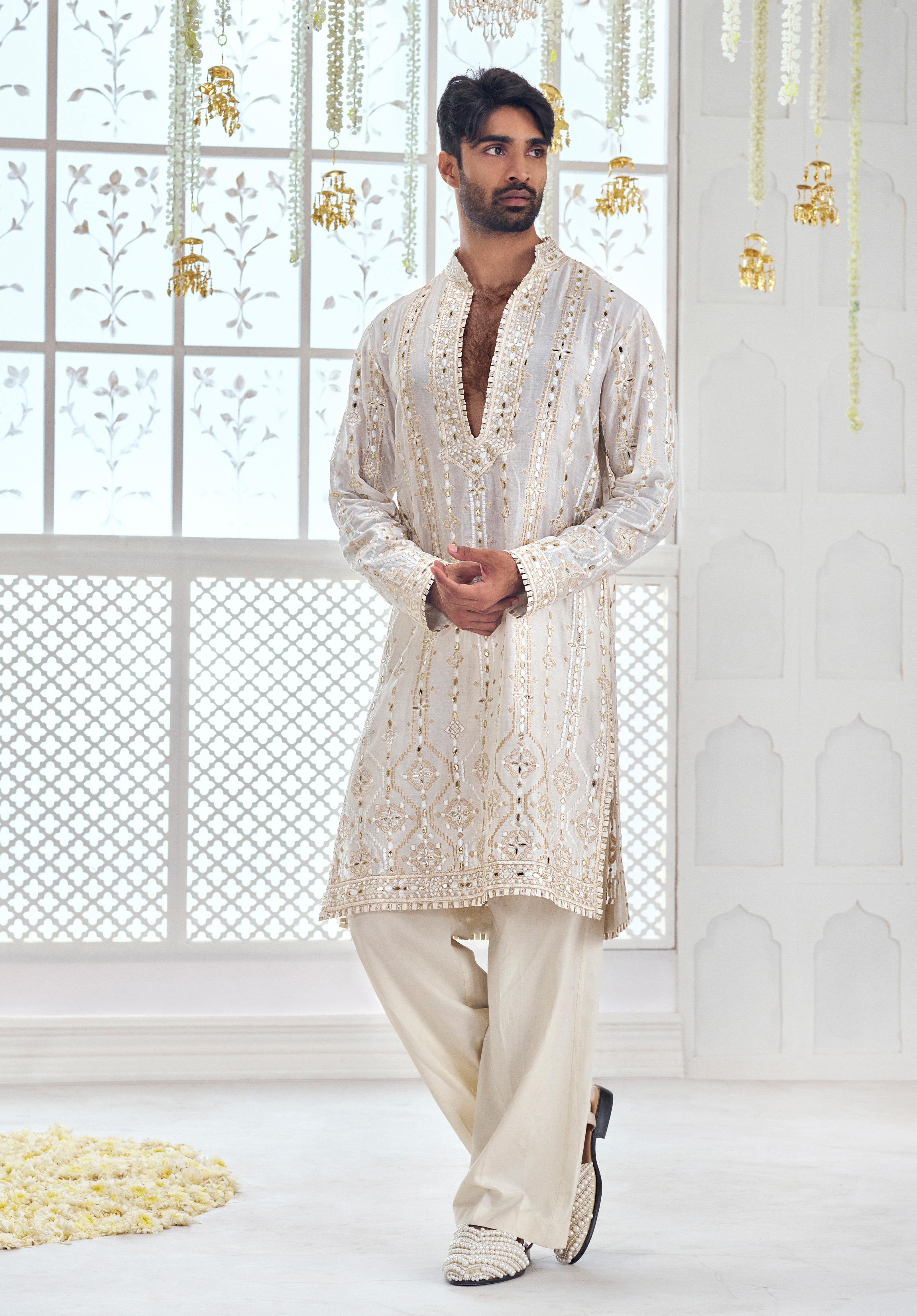 Off White Chanderi Kurta