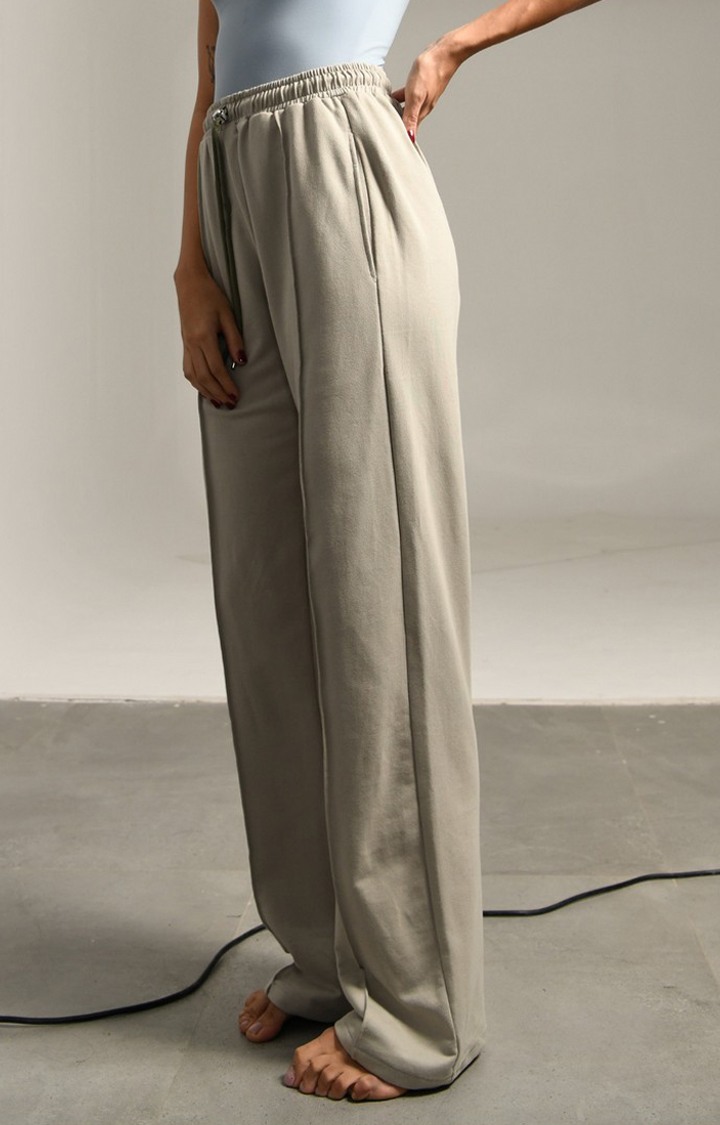 Women's Grey Pleated Sweatpants