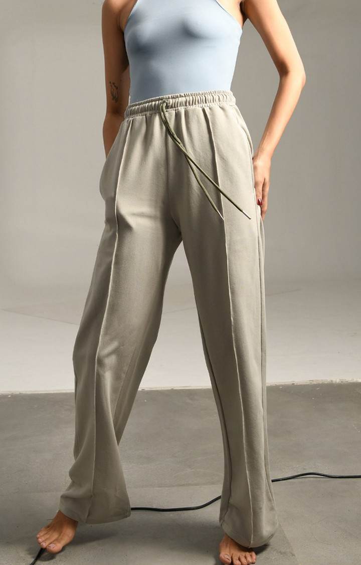 Women's Grey Pleated Sweatpants