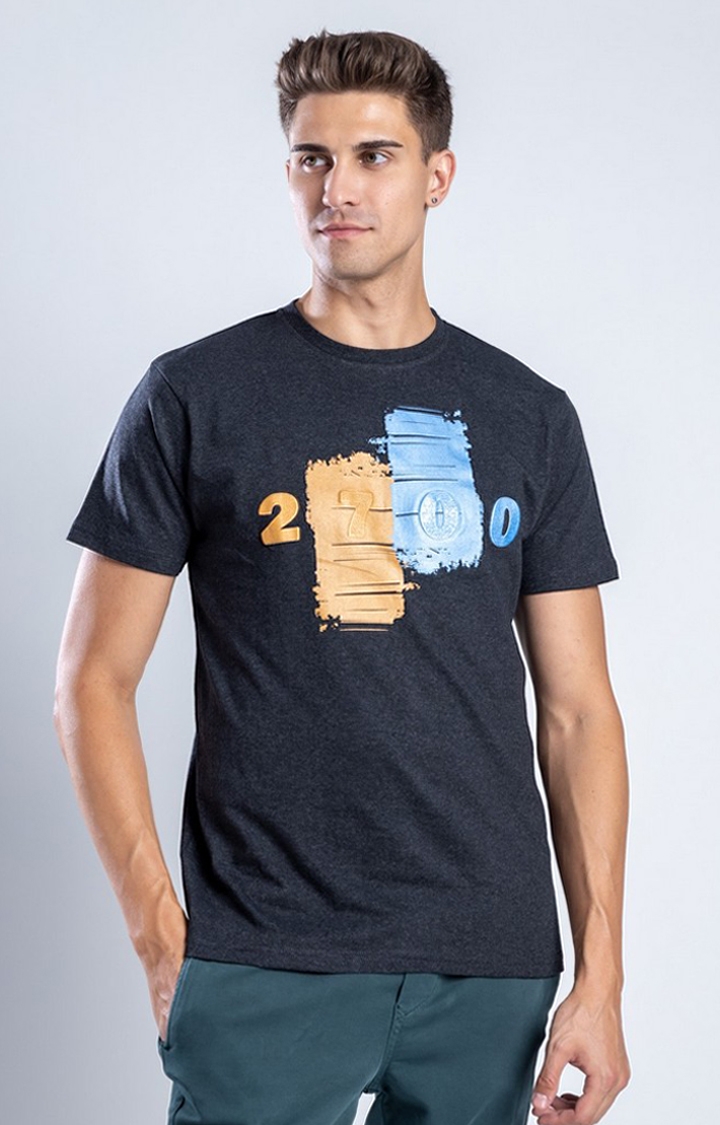One For Blue | Men's Deep Dive Black Cotton Regular T-Shirts