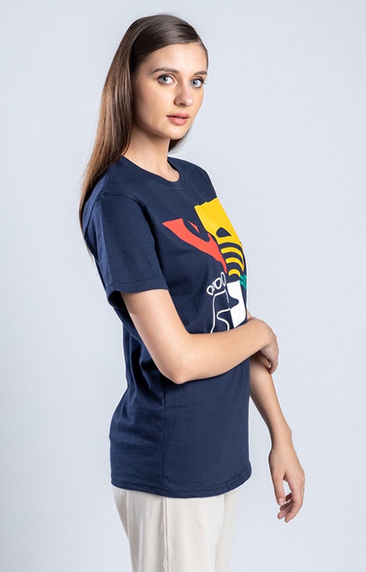 Women's The Harmony of Life Blue Cotton Regular T-Shirts