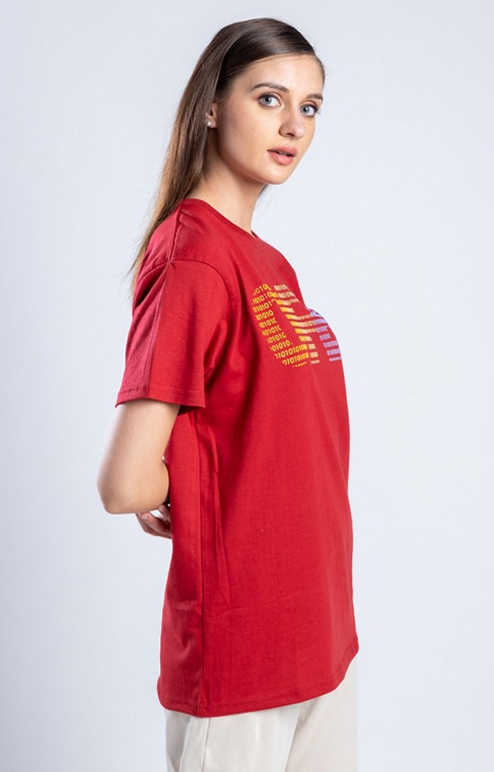 Women's To be or not to be Red Cotton Activewear T-Shirts