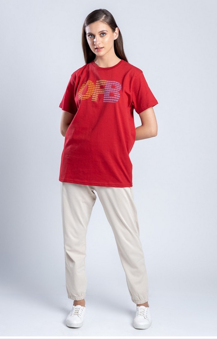 Women's To be or not to be Red Cotton Activewear T-Shirts