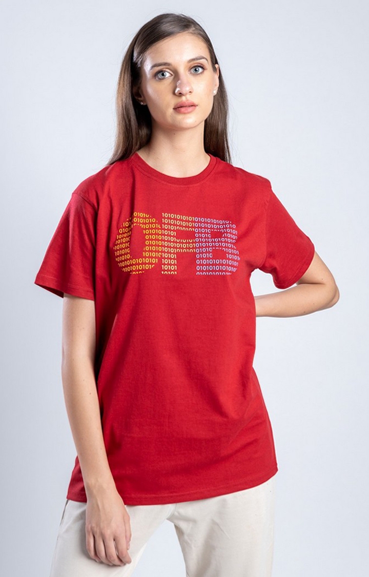 One For Blue | Women's To be or not to be Red Cotton Activewear T-Shirts