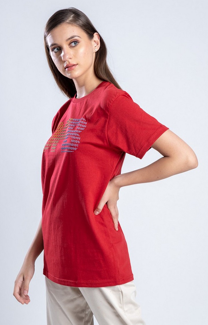 Women's To be or not to be Red Cotton Activewear T-Shirts
