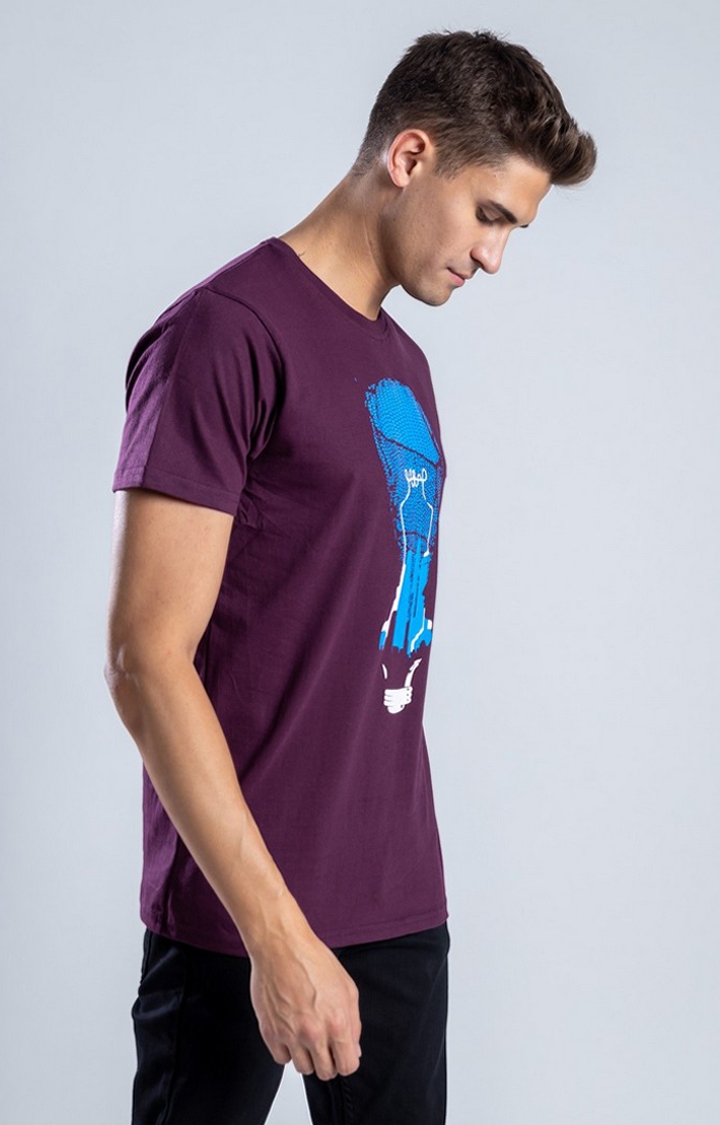 Men's World of Illusion Purple Cotton Regular T-Shirts