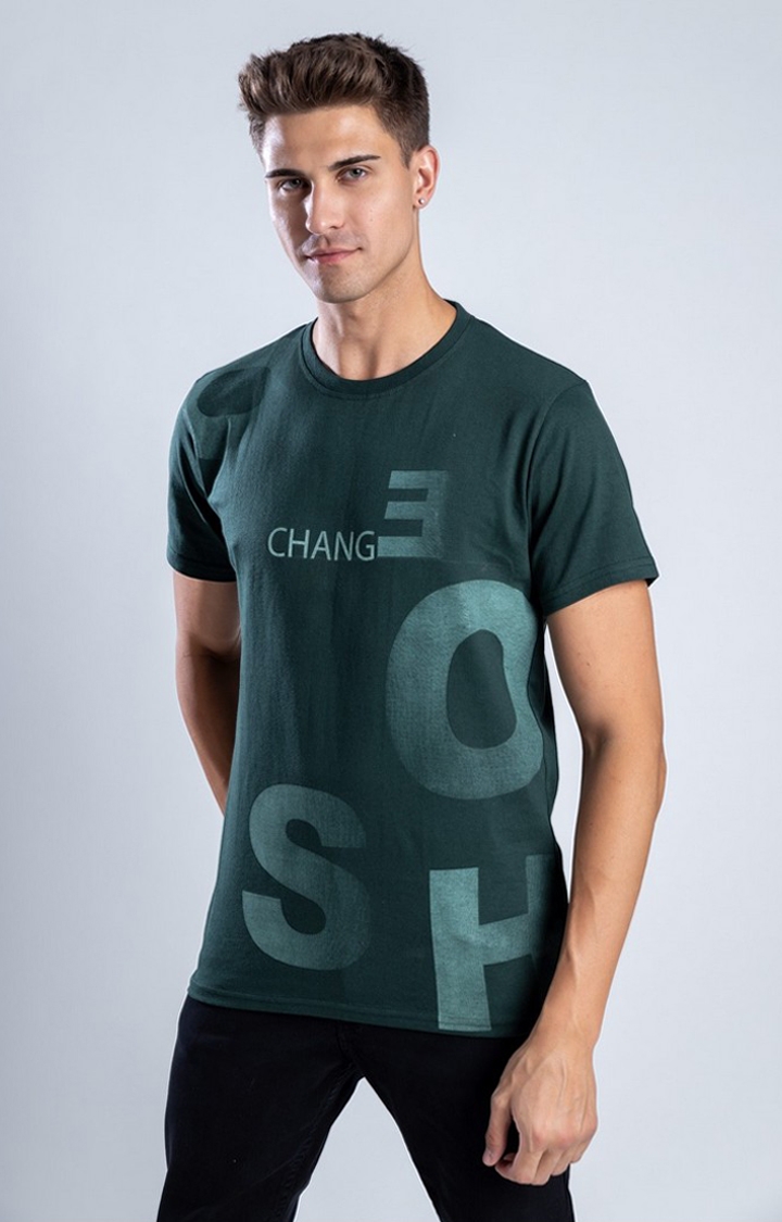 One For Blue | Men's When In Doubt Green Cotton Regular T-Shirts