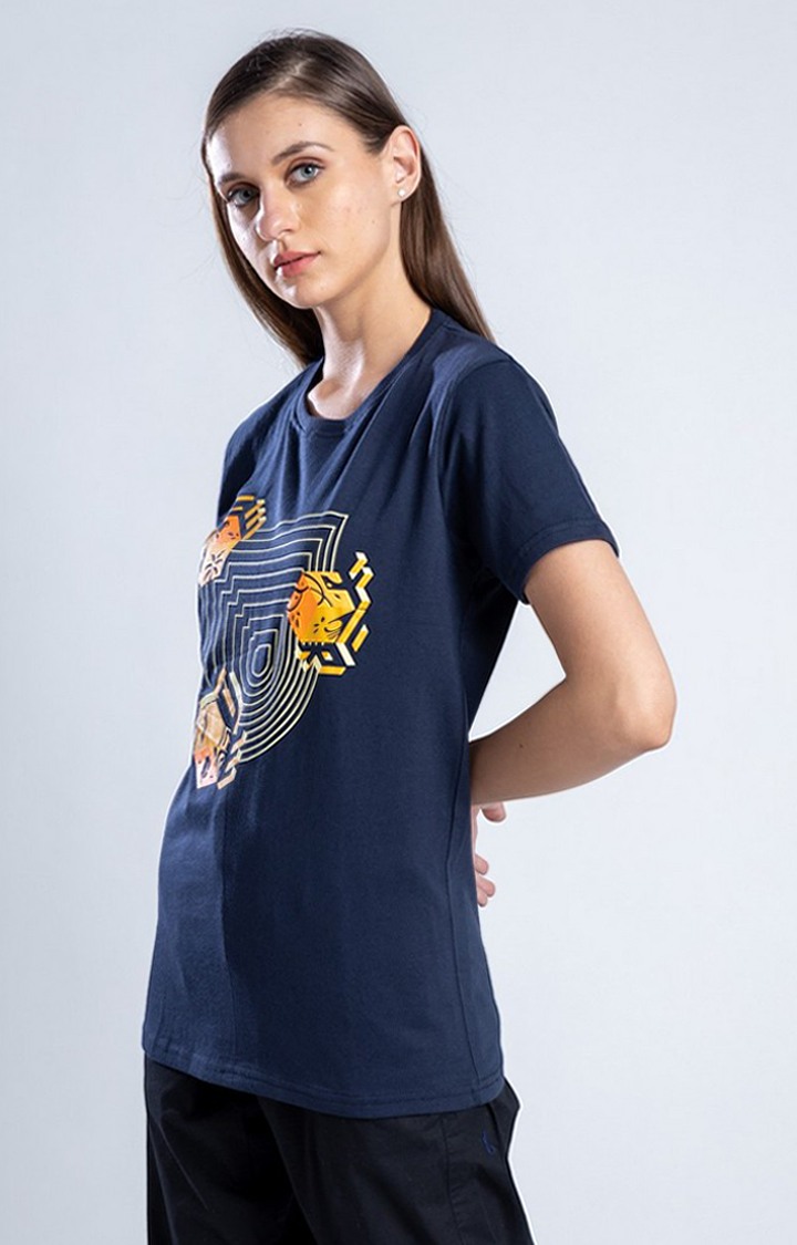 Women's The Hidden Gem Blue Cotton Regular T-Shirts