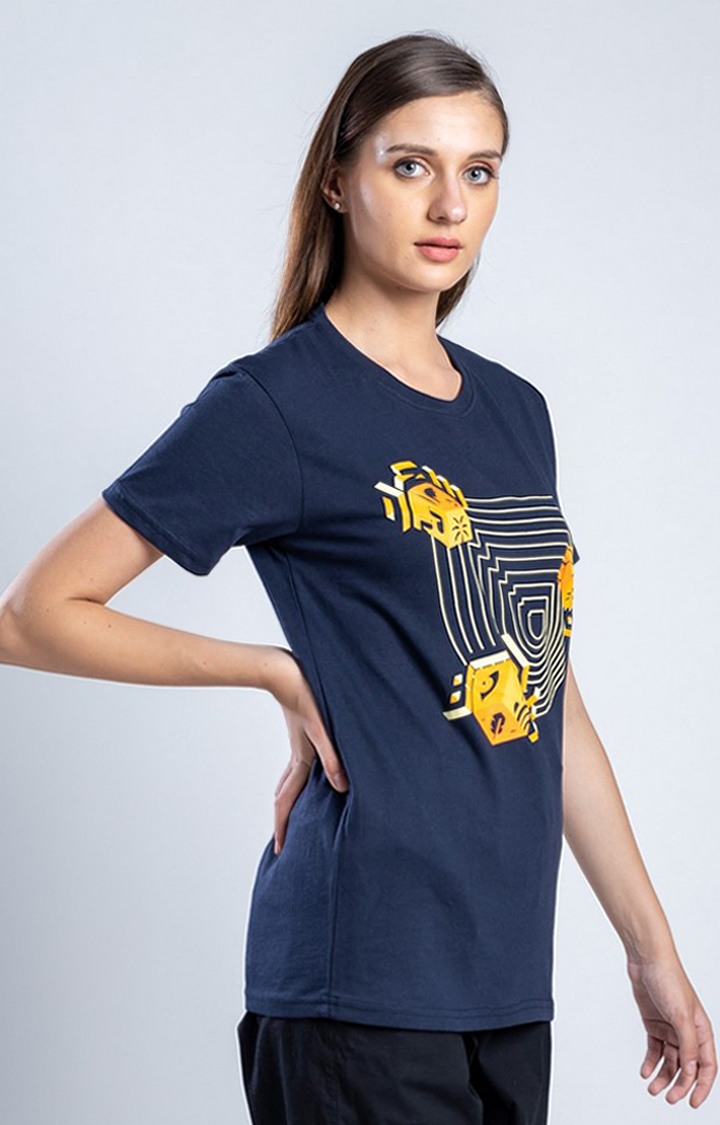 Women's The Hidden Gem Blue Cotton Regular T-Shirts