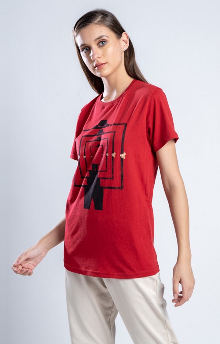 Women's The Reflector Red Cotton Regular T-Shirts