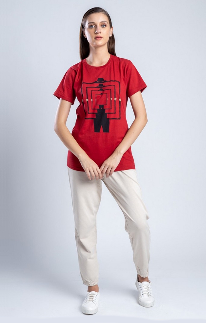 Women's The Reflector Red Cotton Regular T-Shirts