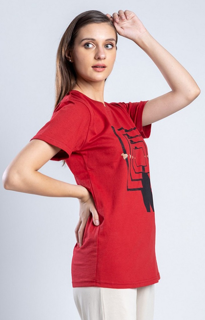 Women's The Reflector Red Cotton Regular T-Shirts