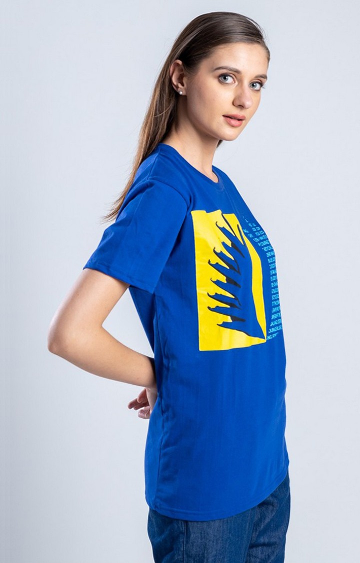 Women's Power Wings Blue Cotton Regular T-Shirts