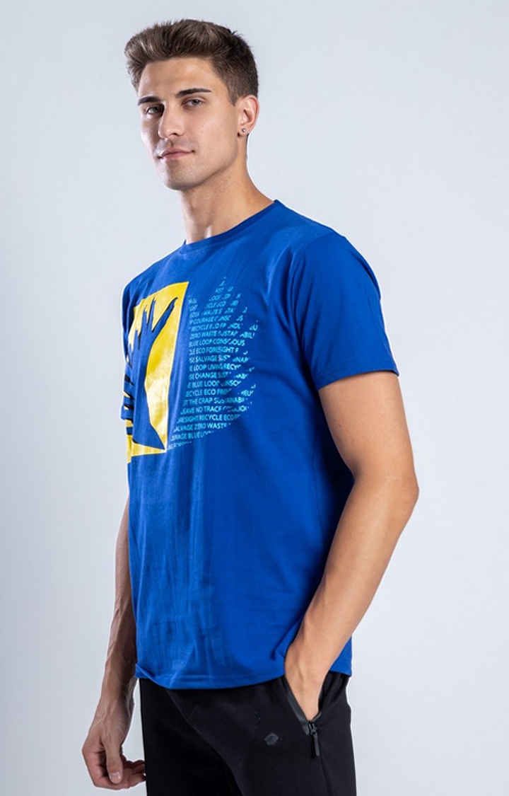 Men's Power Wings Blue Cotton Regular T-Shirts