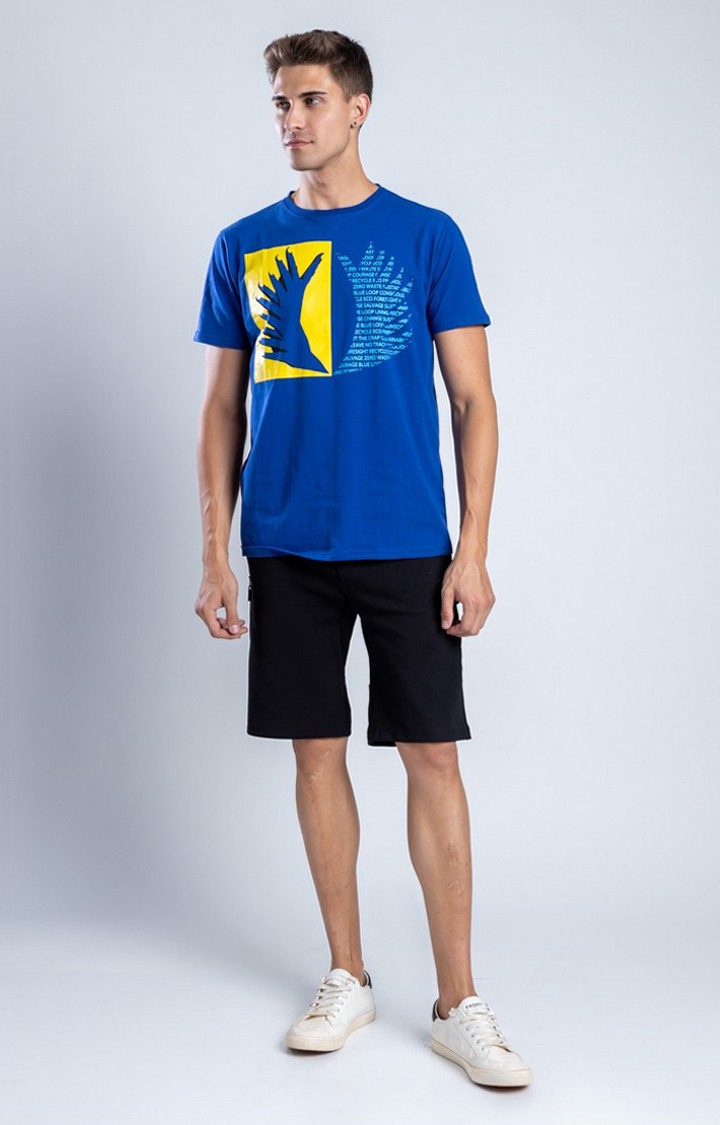 Men's Power Wings Blue Cotton Regular T-Shirts