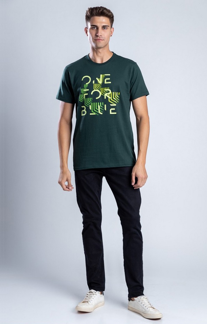 Men's The Green Guard Green Cotton Regular T-Shirts