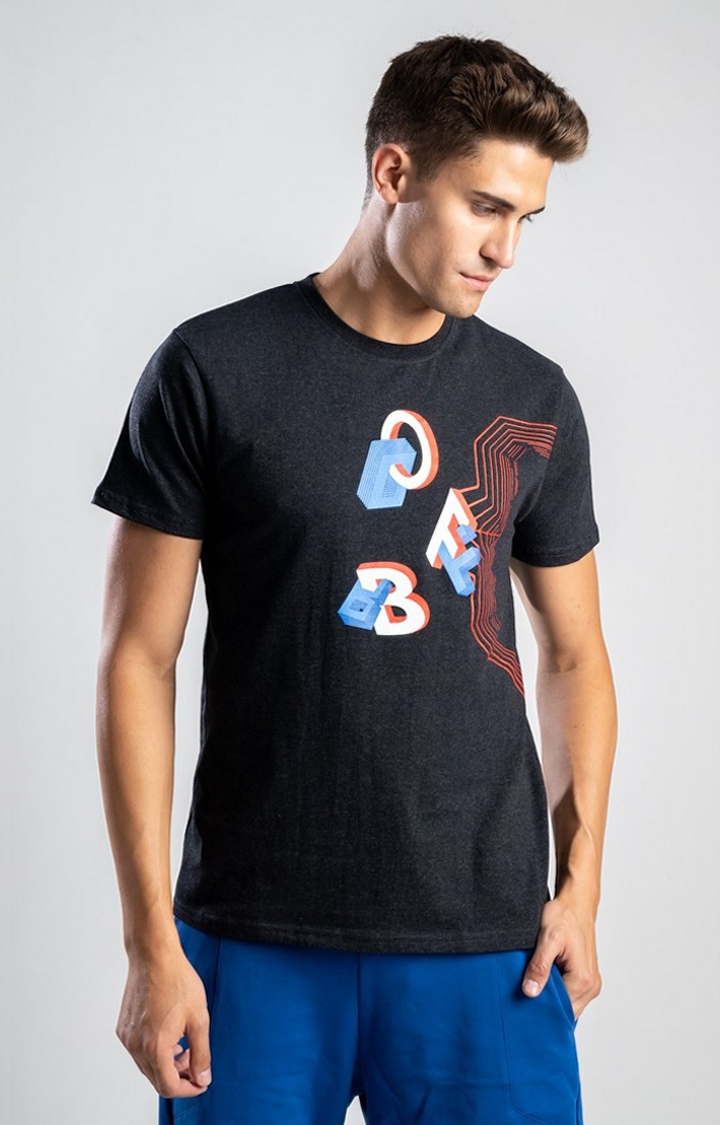 One For Blue | Men's The Infinite Possibilities Black Cotton Regular T-Shirts