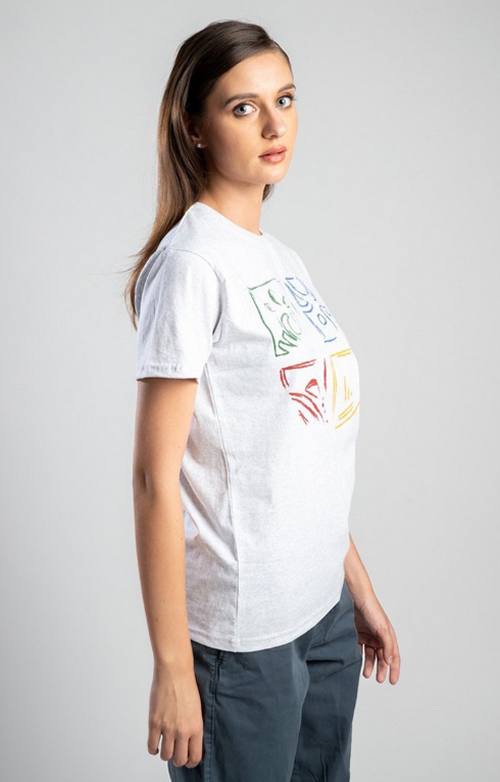 Women's Be One White Cotton Regular T-Shirts