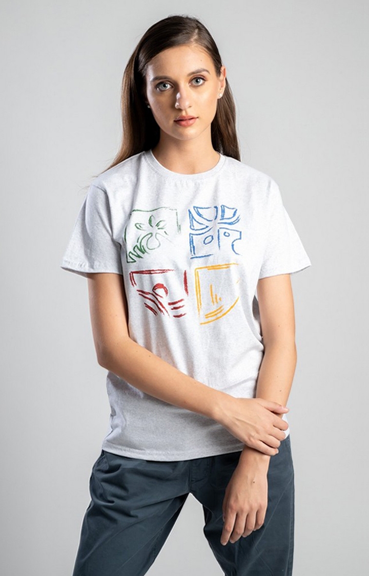 One For Blue | Women's Be One White Cotton Regular T-Shirts