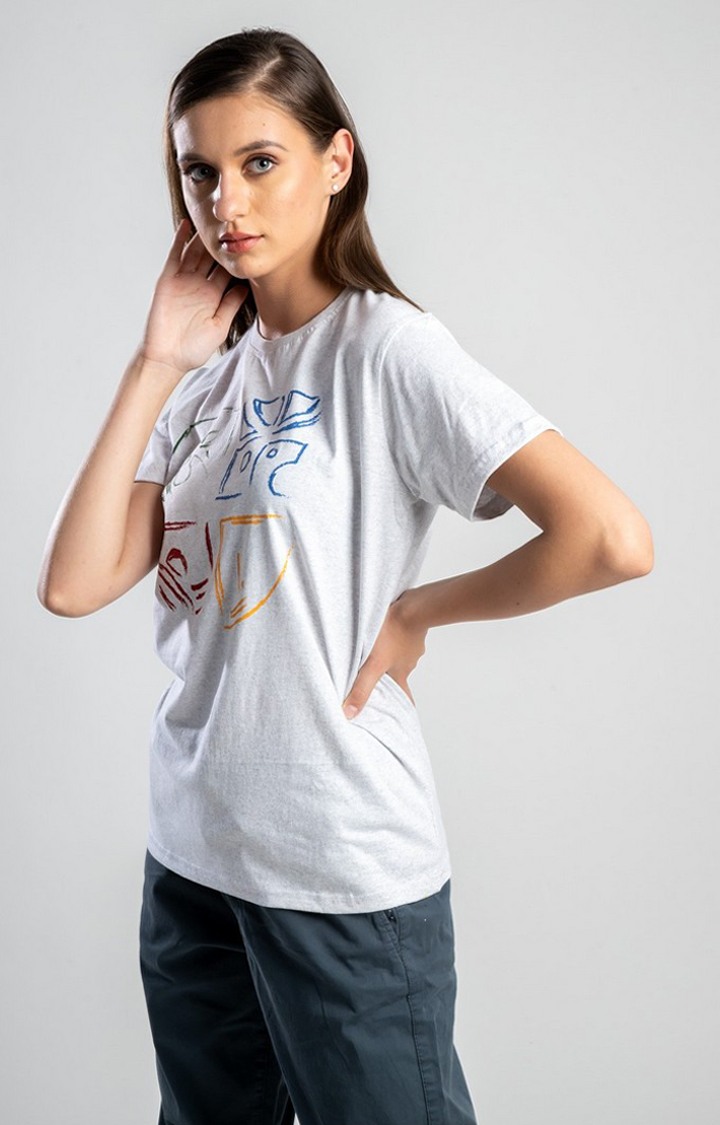 Women's Be One White Cotton Regular T-Shirts