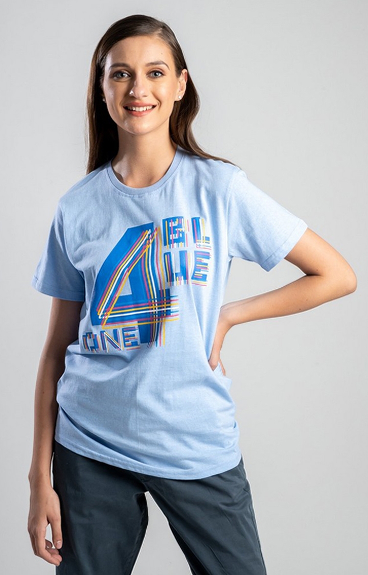 One For Blue | Women's Blue 4 You Blue Cotton Regular T-Shirts