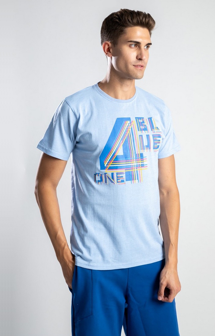 One For Blue | Men's Blue 4 You Blue Cotton Regular T-Shirts