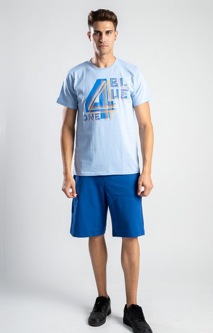 Men's Blue 4 You Blue Cotton Regular T-Shirts