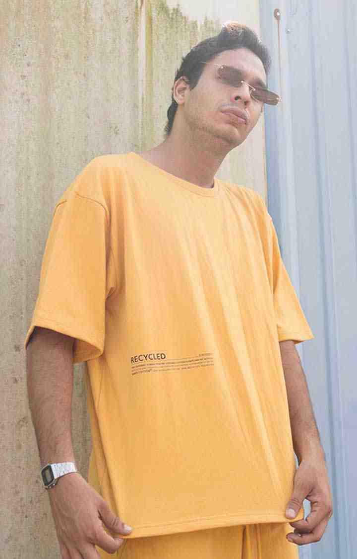 Men's Amber oversized T-shirt Yellow Cotton Boxy T-Shirt