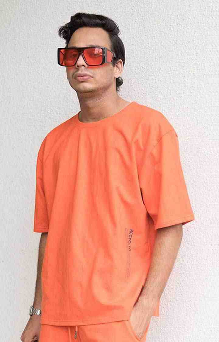 Men's Tangerine oversized T-shirt Orange Cotton Boxy T-Shirt