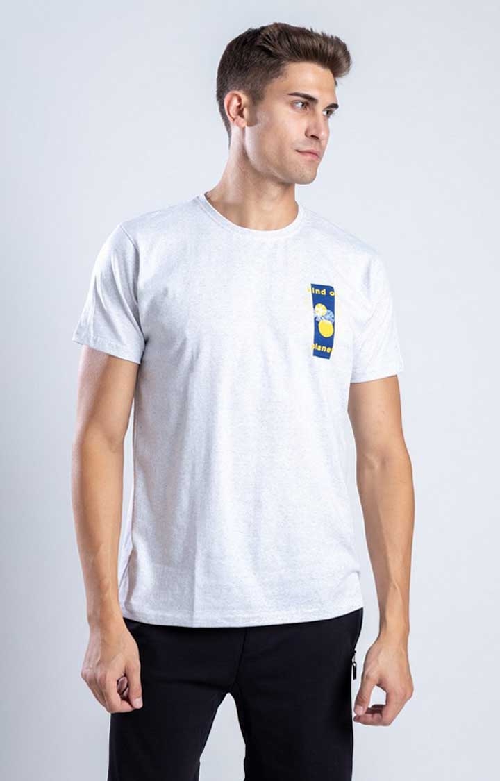 One For Blue | Men's Dear Terra White Cotton Regular T-Shirts