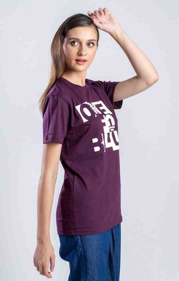 Women's Make a Mark Wine Cotton Regular T-Shirts